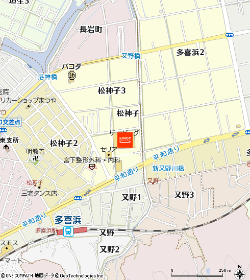 ザ・ビッグ松神子店付近の地図